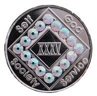 NA Crystallized Nickel Medallion with AB Crystals - Click Image to Close